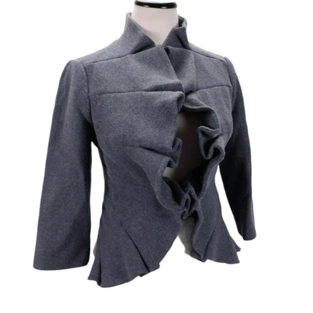 Anthropologie Ruffle Wool Blazer / Coat - size 0 / XS